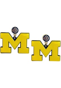 Logo Michigan Wolverines Womens Earrings - Yellow