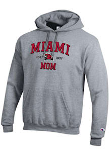 Champion Miami RedHawks Mens Grey EST Date Mom Powerblend Long Sleeve Hoodie