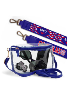 SMU Mustangs Blue Patterned Shoulder Strap with Lexi Clear Bag