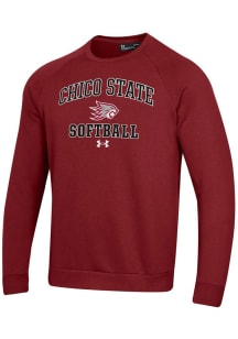 Under Armour CSU Chico Wildcats Mens Crimson Softball Rival Long Sleeve Crew Sweatshirt