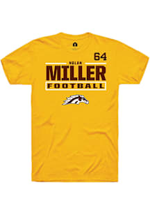 Nolan Miller Western Michigan Broncos Gold Football NIL Stacked Box Short Sleeve Player T Shirt