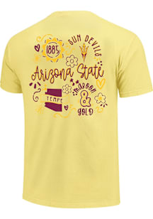 Arizona State Sun Devils Girls Yellow Dots and Doodles Short Sleeve Tee