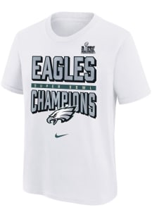 Nike Philadelphia Eagles Youth White 2024 Super Bowl Champ Natural Short Sleeve T-Shirt