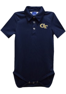 Vive La Fete GA Tech Yellow Jackets Baby Navy Blue Team Short Sleeve One Piece Polo