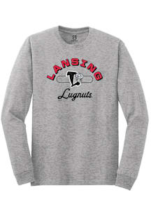 Summit Sportswear Lansing Lugnuts Grey Vintage Arch Script Long Sleeve T Shirt