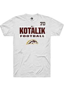 KJ Kotalik Western Michigan Broncos White Football NIL Stacked Box Short Sleeve Player T Shirt