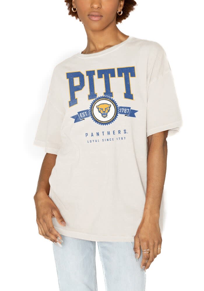 Gameday Couture Pitt Panthers Women's Ivory Oversized Vintage Short Sleeve T-Shirt, Ivory, 100% Cotton, Size 2XL, Rally House