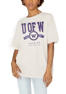 Gameday Couture Washington Huskies Womens Ivory Oversized Vintage Short Sleeve T-Shirt