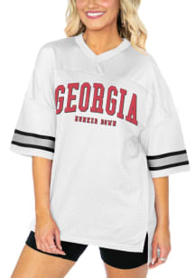 Georgia Bulldogs Womens Gameday Couture Oversized Bling Fashion Football Jersey - White