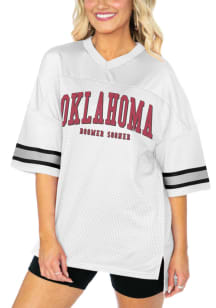 Oklahoma Sooners Womens Gameday Couture Oversized Bling Fashion Football Jersey - White