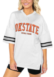 Oklahoma State Cowboys Womens Gameday Couture Oversized Bling Fashion Football Jersey - White
