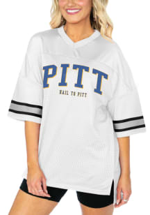 Pitt Panthers Womens Gameday Couture Oversized Bling Fashion Football Jersey - White