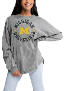 Gameday Couture Michigan Wolverines Womens Grey Faded Wash LS Tee