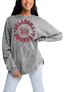 Gameday Couture Oklahoma Sooners Womens Grey Faded Wash LS Tee