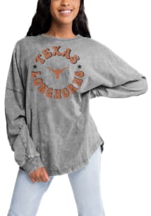 Gameday Couture Texas Longhorns Womens Grey Faded Wash LS Tee