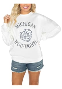 Gameday Couture Michigan Wolverines Womens White Drop Shoulder Premium Fleece Crew Sweatshirt