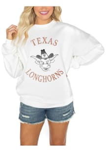 Gameday Couture Texas Longhorns Womens White Drop Shoulder Premium Fleece Crew Sweatshirt