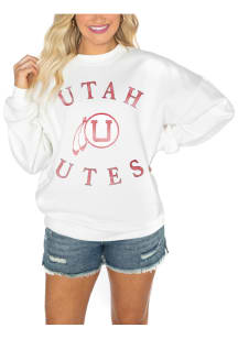 Gameday Couture Utah Utes Womens White Drop Shoulder Premium Fleece Crew Sweatshirt
