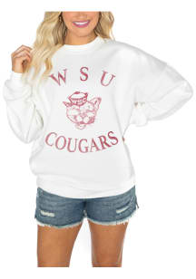 Gameday Couture Washington State Cougars Womens White Drop Shoulder Premium Fleece Crew Sweatshi..