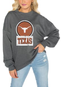 Gameday Couture Texas Longhorns Womens Grey Drop Shoulder Premium Fleece Crew Sweatshirt