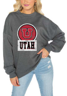 Gameday Couture Utah Utes Womens Grey Drop Shoulder Premium Fleece Crew Sweatshirt