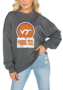 Gameday Couture Virginia Tech Hokies Womens Grey Drop Shoulder Premium Fleece Crew Sweatshirt