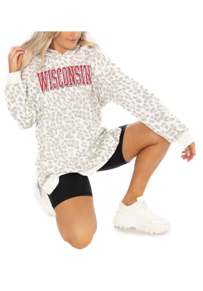 Green Bay Packers Gameday Couture Women's Leopard Side Slit Pullover Hoodie  - White