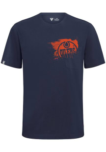 Levelwear Edmonton Oilers Navy Blue Focal Blasted Short Sleeve T Shirt