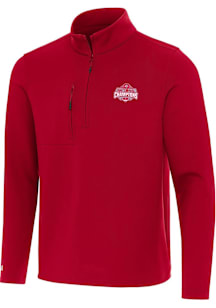 Antigua Ohio State Buckeyes Mens Red 2024 Football National Champions Insider Long Sleeve Qtr Zip..
