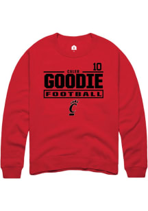 Caleb Goodie Rally Mens Red Cincinnati Bearcats NIL Stacked Box Player Crew