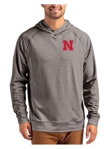 Mens Nebraska Cornhuskers Black Cutter and Buck Adapt Knit Hood Hooded Sweatshirt