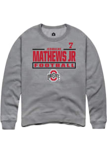 Jermaine Mathews Jr Rally Mens Graphite Ohio State Buckeyes NIL Stacked Box Player Crew
