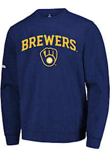 Milwaukee Brewers Mens Navy Blue Primary Logo Long Sleeve Crew Sweatshirt