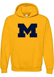 Michigan Wolverines Mens Yellow Primary Logo Long Sleeve Hoodie