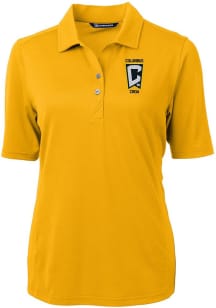 Cutter and Buck Columbus Crew Womens Yellow Virtue Eco Pique Short Sleeve Polo Shirt