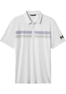 Travis Mathew Michigan Wolverines Mens White Top Recruit Short Sleeve Fashion Polo
