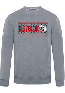 Levelwear Cleveland Guardians Mens Grey Zane Sweater Block Long Sleeve Crew Sweatshirt