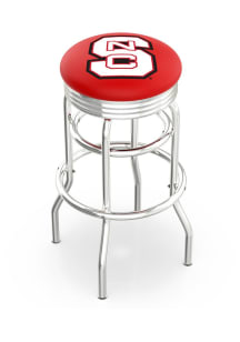 NC State Wolfpack Double-Ring Swivel Chrome Pub Stool - Black