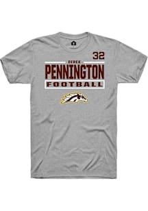Derek Pennington Western Michigan Broncos Grey Football NIL Stacked Box Short Sleeve Player T Shir..