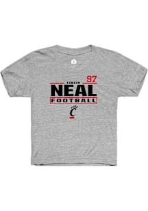 Kamron Neal Cincinnati Bearcats Youth Grey NIL Stacked Box Player Tee