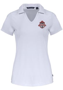 Cutter and Buck Toronto FC Womens White Daybreak V Neck Short Sleeve Polo Shirt