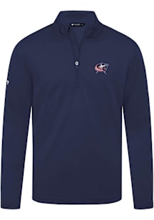 Levelwear Columbus Blue Jackets Mens Navy Blue Heron Embroidered 3D Patch Long Sleeve Qtr Zip Pull..