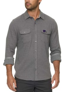 Mens Charcoal K-State Wildcats Hero Solid Twill Knit Long Sleeve Dress Shirt