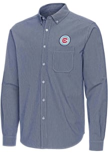 Antigua Chicago Fire Mens Navy Blue Porter Long Sleeve Dress Shirt