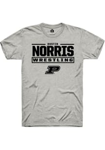 Dustin Norris Rally Mens Ash Purdue Boilermakers NIL Stacked Box Player T Shirt