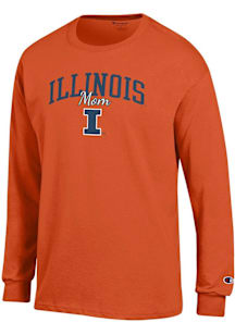 Champion Illinois Fighting Illini Orange Mom Script Jersey Long Sleeve T Shirt