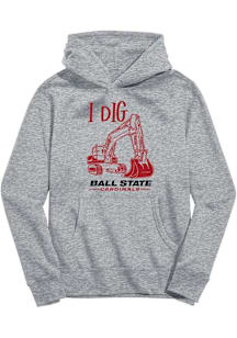 Vive La Fete Ball State Cardinals Youth Grey Excavator Long Sleeve Hoodie