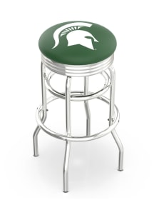 Black Michigan State Spartans Double-Ring Swivel Chrome Pub Stool