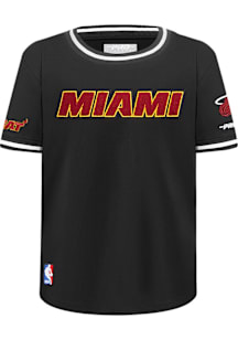 Pro Standard Miami Heat Boys Black Classic Chenille Short Sleeve Fashion Tee