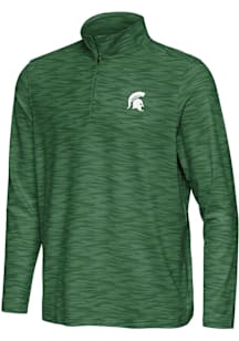 Antigua Michigan State Spartans Mens Green Swell Long Sleeve Qtr Zip Pullover